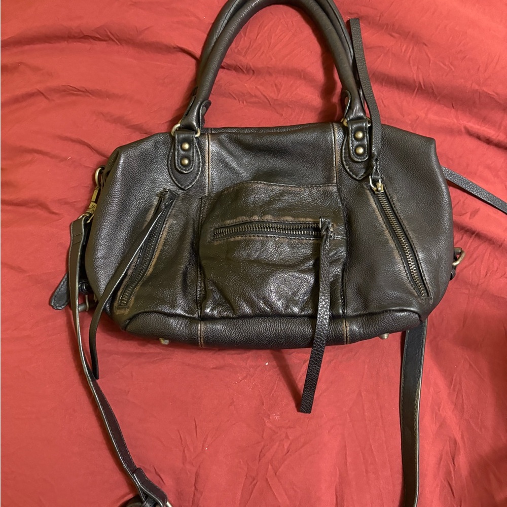 Free People We The Free Black Leather Satchel